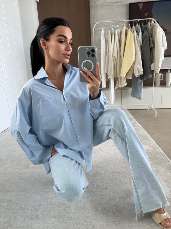 Koszula Narella bawełniana błękitna