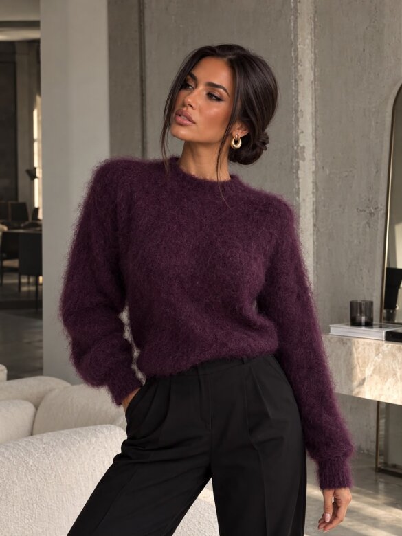 Sweater Elenna with mohair plum