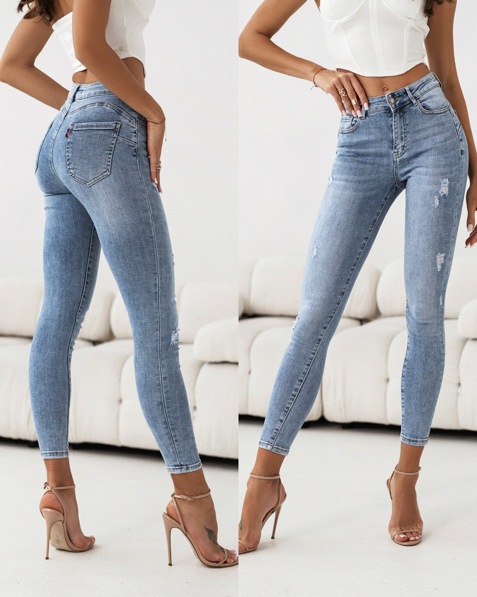 Spodnie Lentins jeans niebieskie