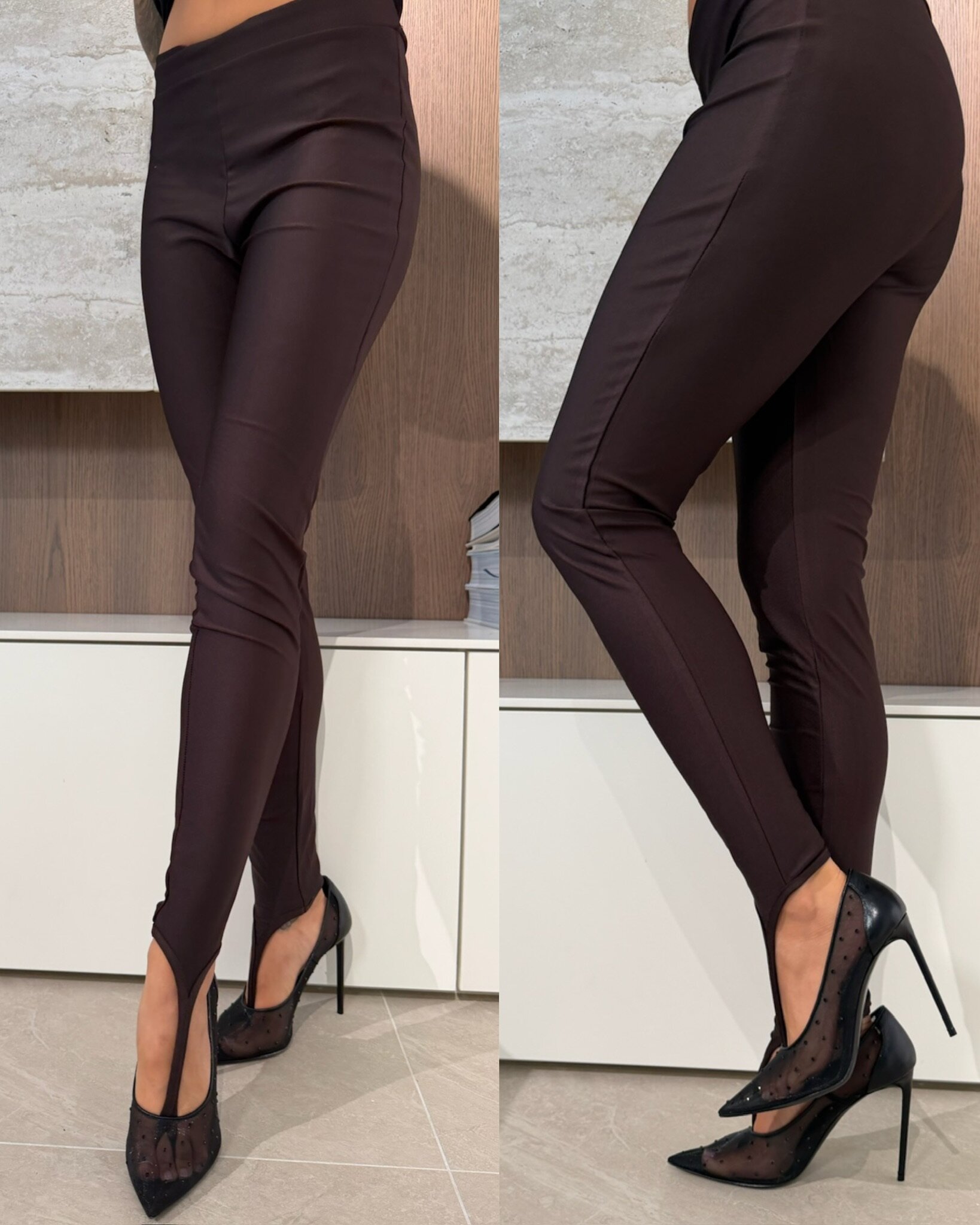 Legginsy Anorie błyszczące czekoladowe