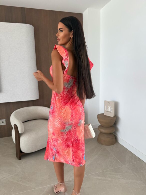 Sukienka Rosemarry animal print pomarańczowa 