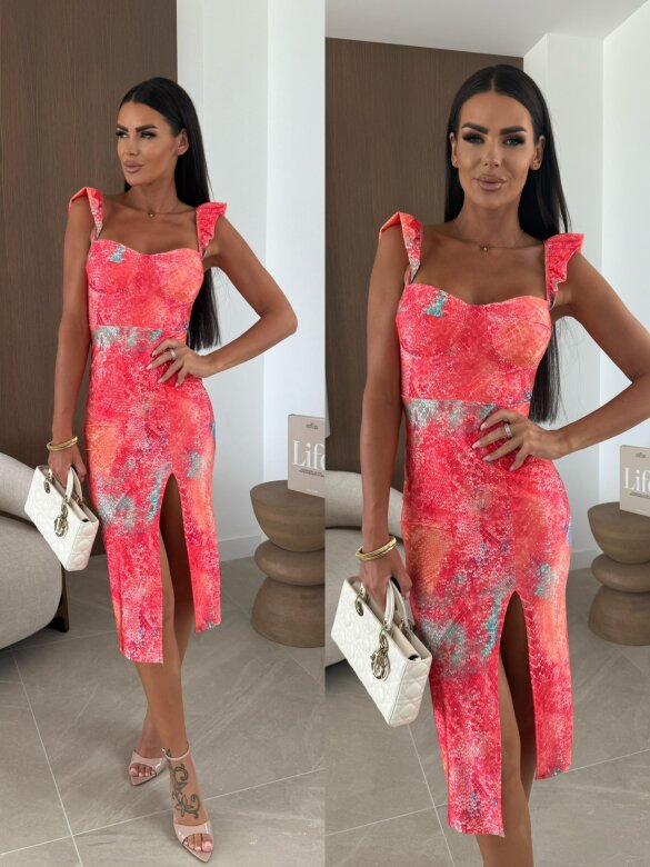 Sukienka Rosemarry animal print pomarańczowa 
