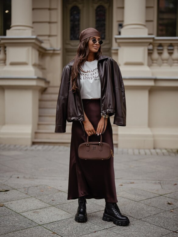 Kurtka Nelly eko skóra czekoladowa 