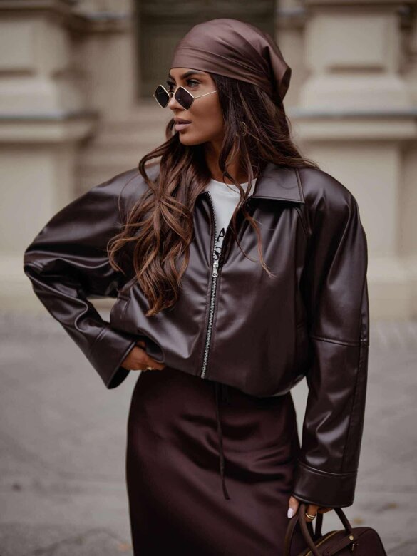 Kurtka Nelly eko skóra czekoladowa 