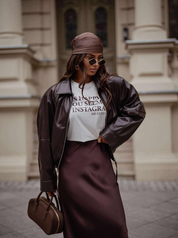 Kurtka Nelly eko skóra czekoladowa 