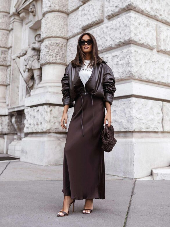 Kurtka Nelly eko skóra czekoladowa 