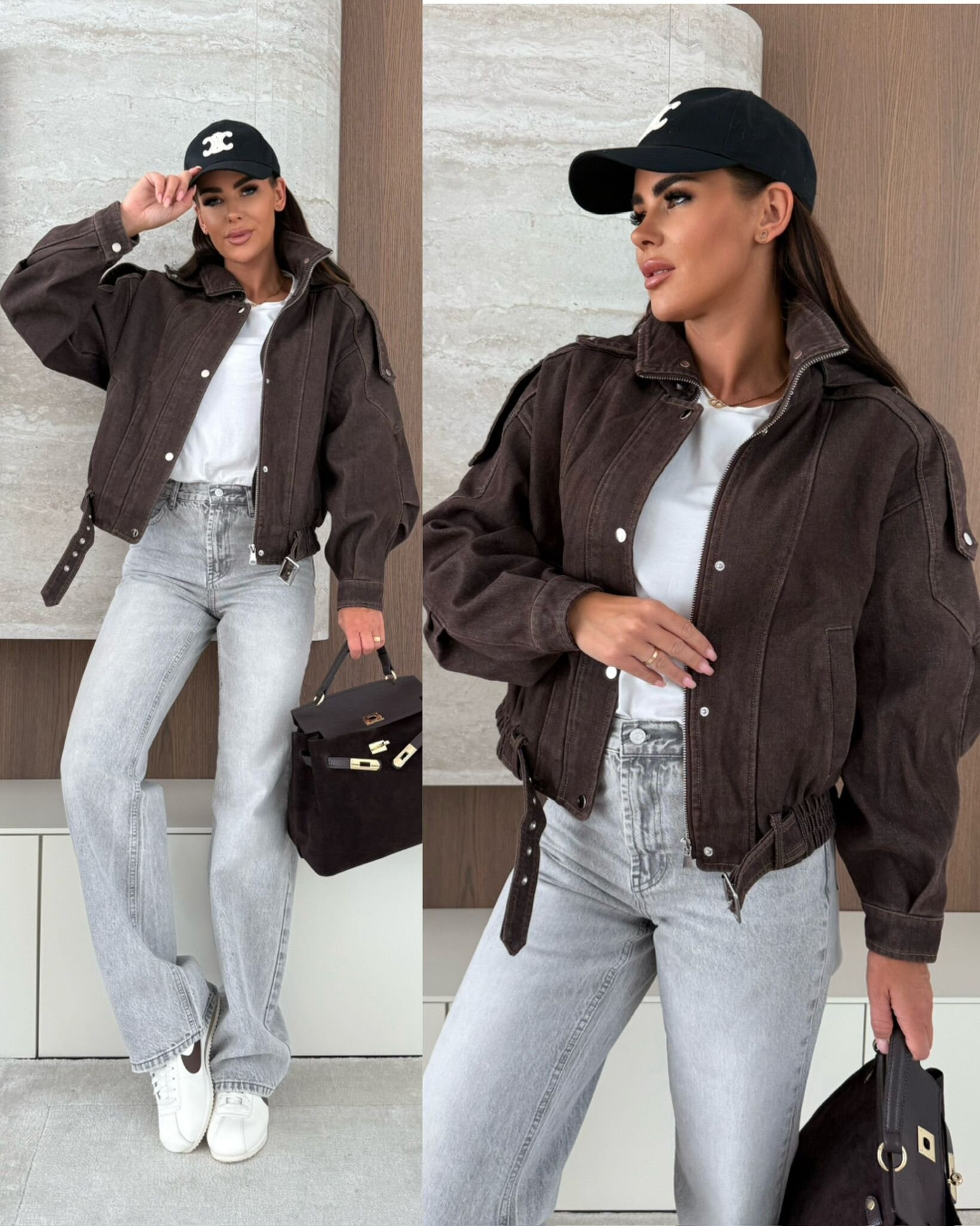 Katana Clarinda jeans brązowa