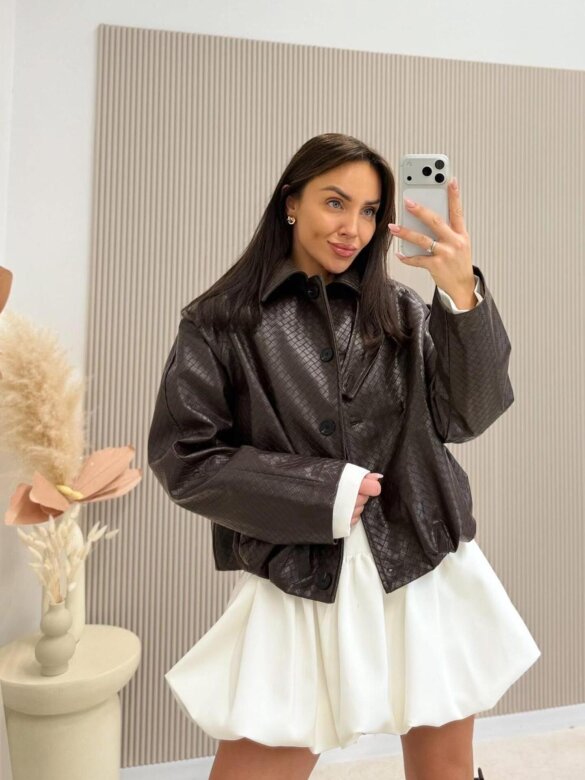 Kurtka Gerta eko-skóra czekoladowa 