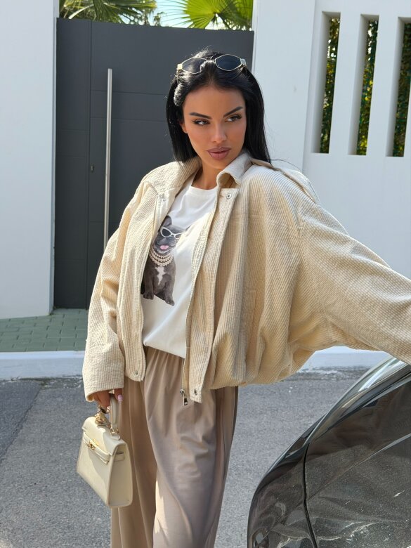 Bomber jacket Urban Muse II corduroy light beige