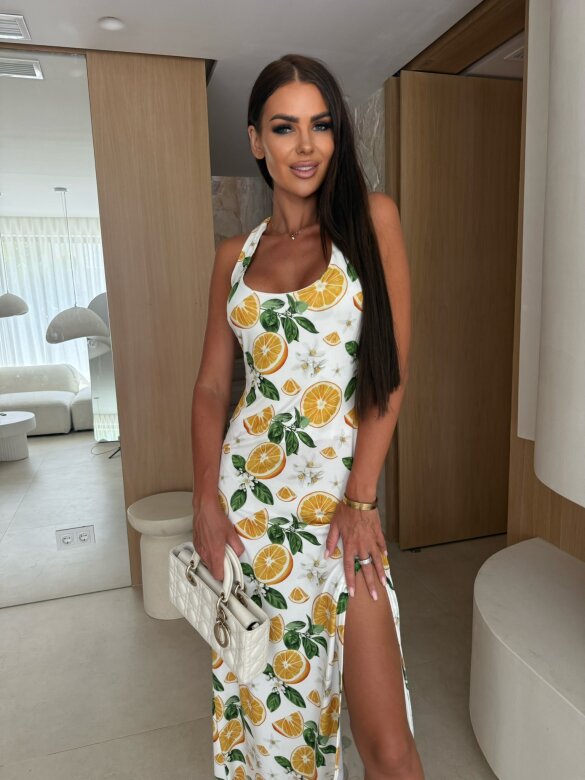 Sukienka Lisa maxi w print biała