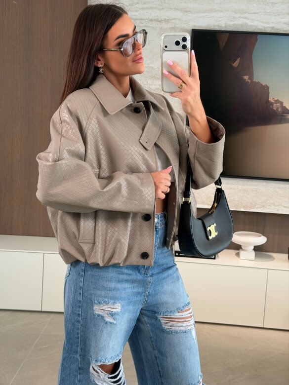 Kurtka Gerta eko-skóra jasnobeżowa 