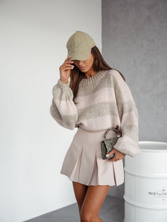 Sweter Arline w paski beżowy-nude 