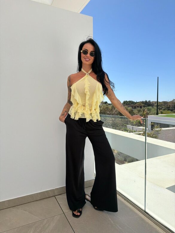 Top Andelmo z falbankami butter yellow