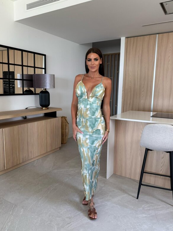 Sukienka Luna maxi w print zielona