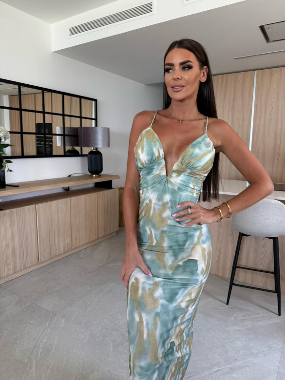 Sukienka Luna maxi w print zielona
