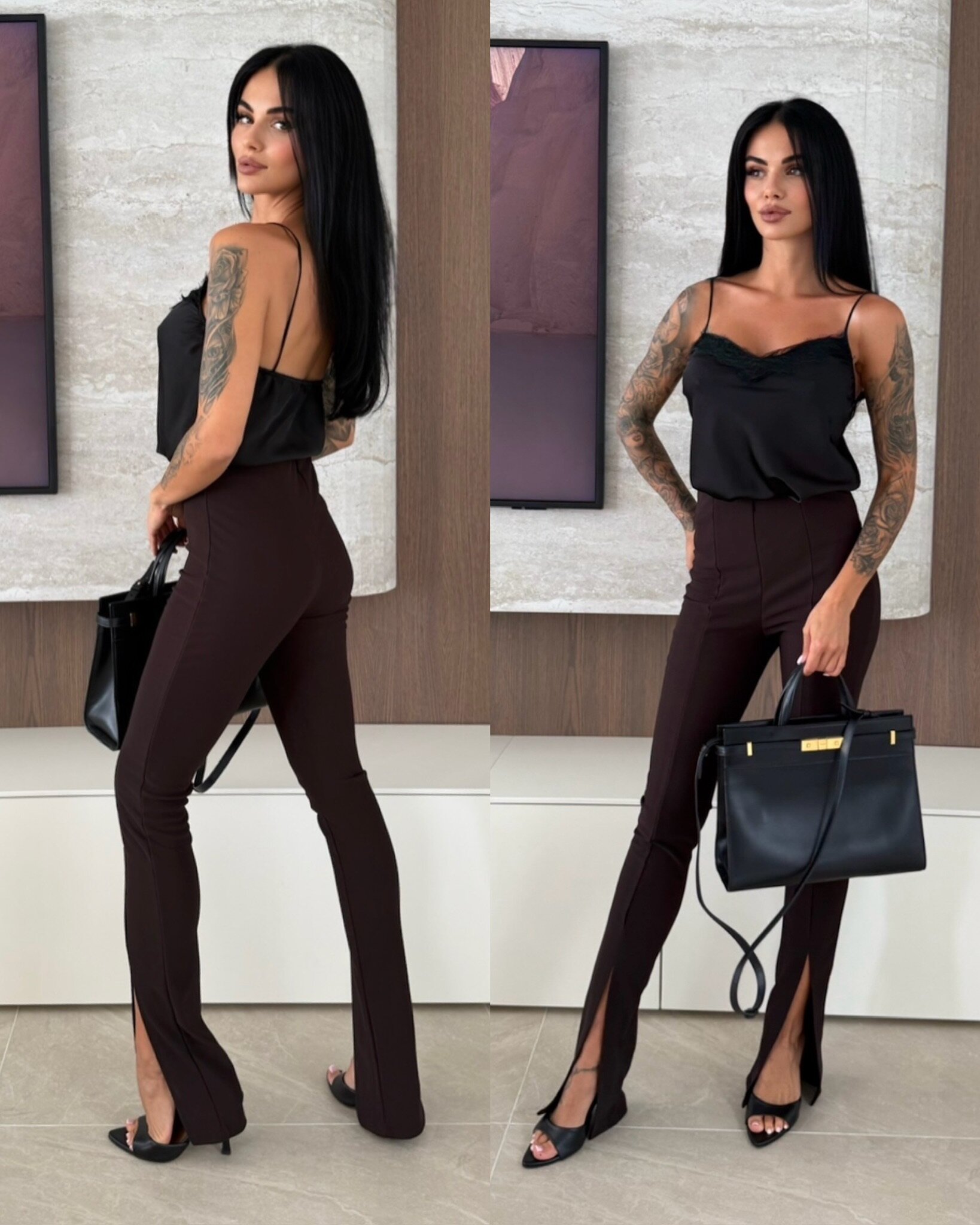 Spodnie Watching Her Move brązowe 