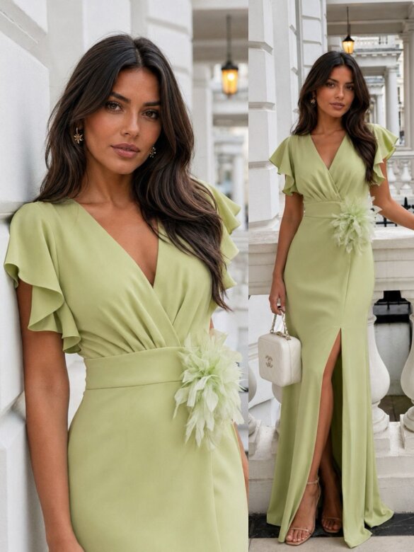 Dress Carinio maxi matcha
