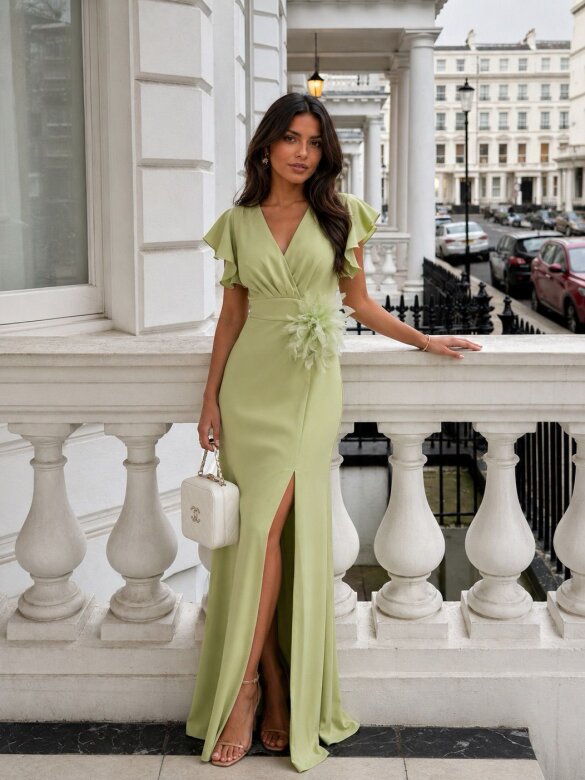 Dress Carinio maxi matcha