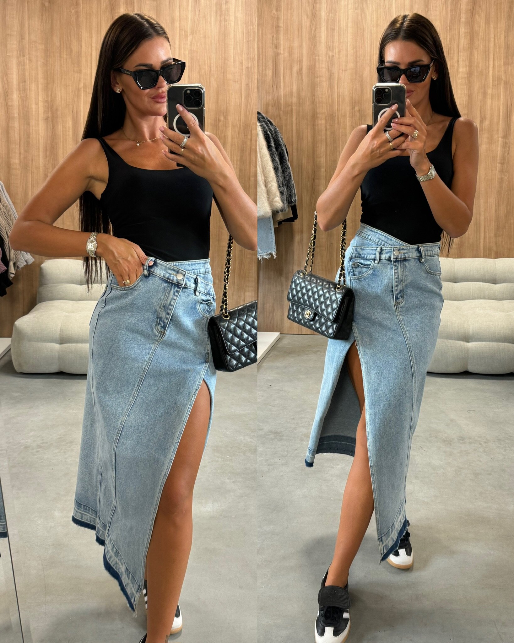 Spódnica Zoey jeans midi jasnoniebieska