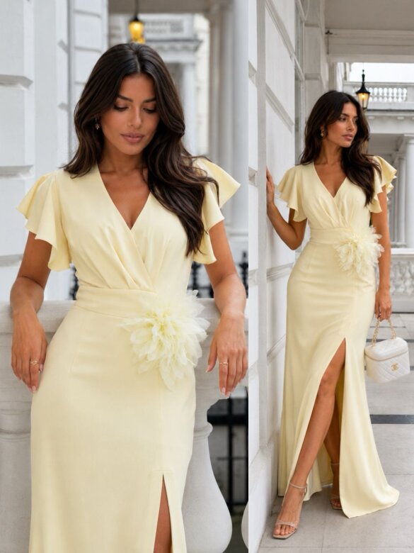 Dress Carinio maxi butter yellow