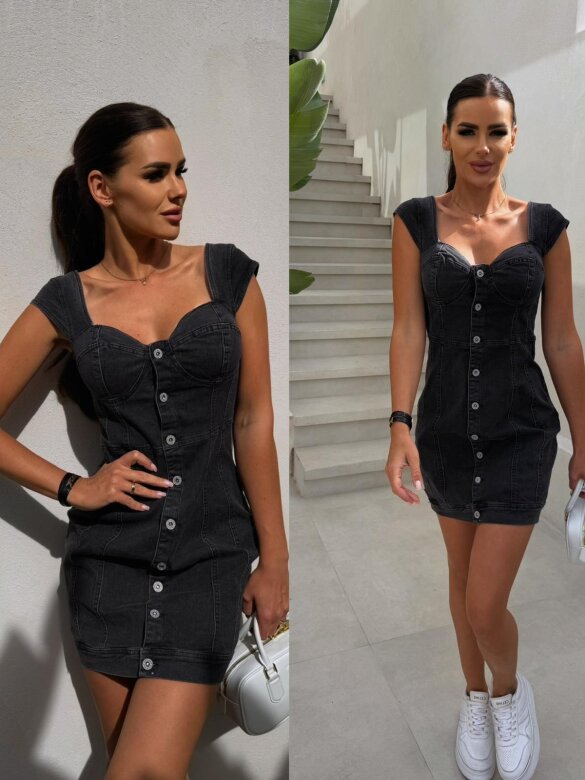 Sukienka Megy mini jeans czarna 