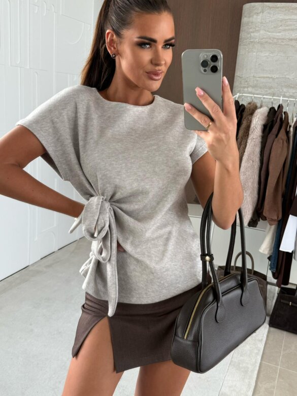 Bluzka Maido z wiązaniem melanż beż