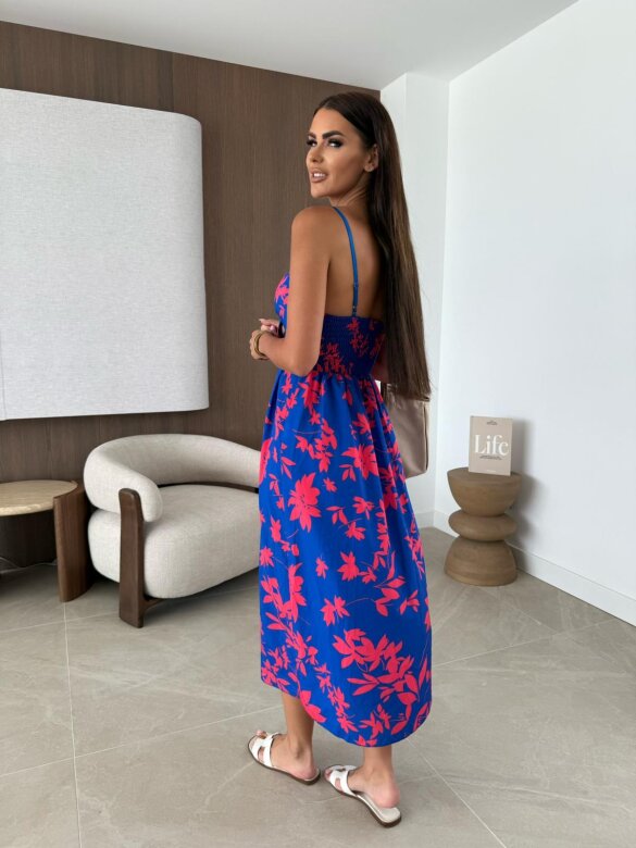 Sukiena Florita midi chabrowa-fuksja