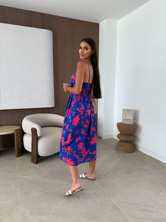 Sukiena Florita midi chabrowa-fuksja
