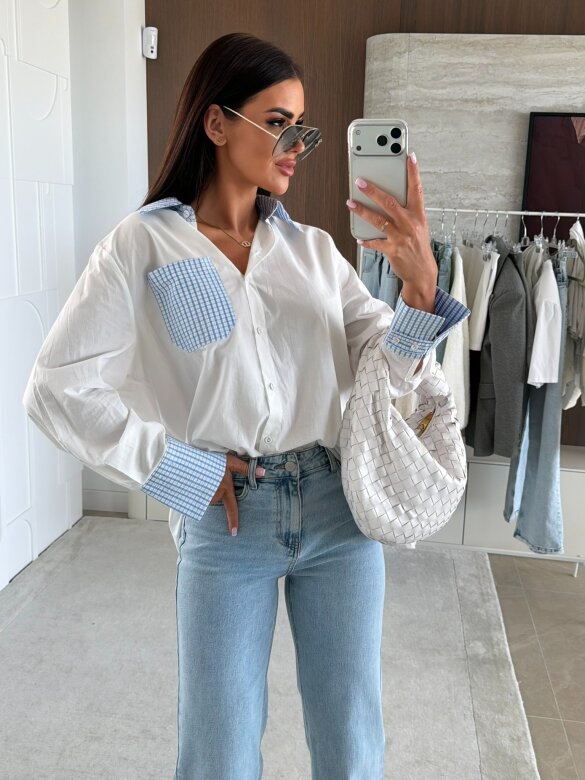 Koszula Quadretti biało-niebieska 