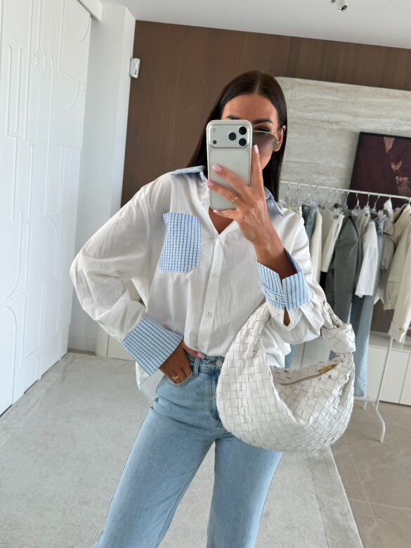 Koszula Quadretti biało-niebieska 