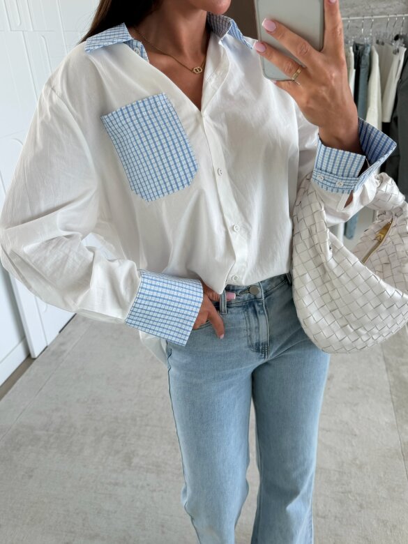 Koszula Quadretti biało-niebieska 