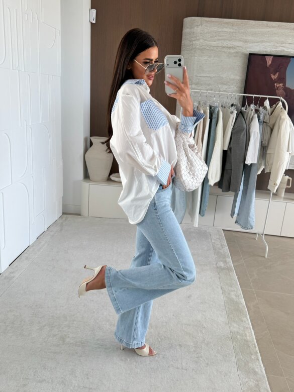 Koszula Quadretti biało-niebieska 