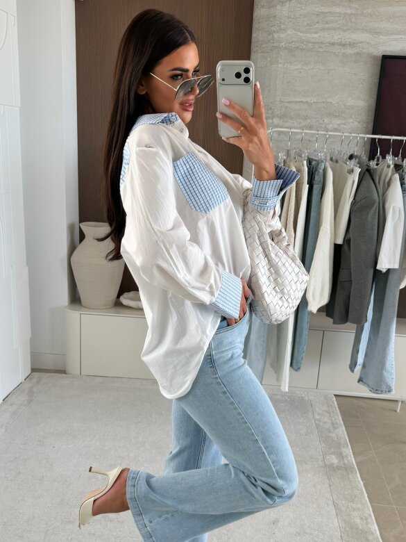 Koszula Quadretti biało-niebieska 