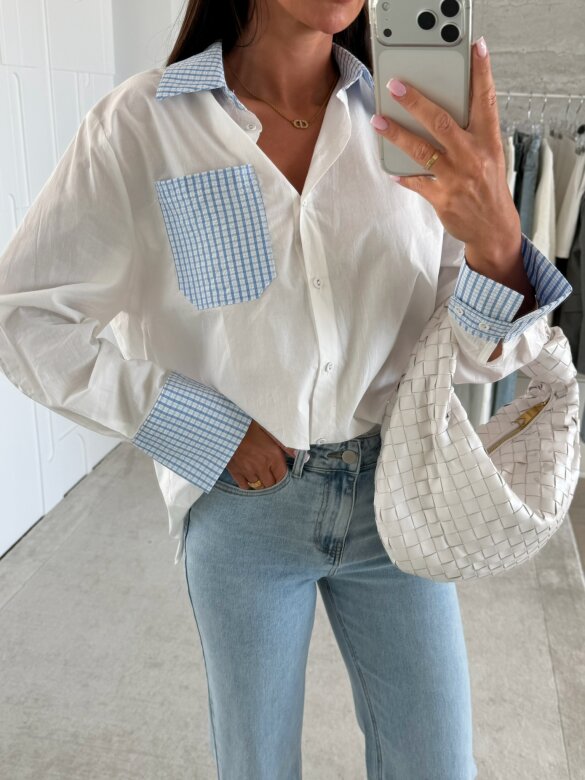 Koszula Quadretti biało-niebieska 