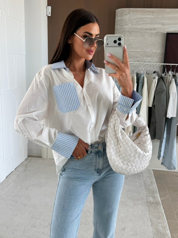 Koszula Quadretti biało-niebieska 