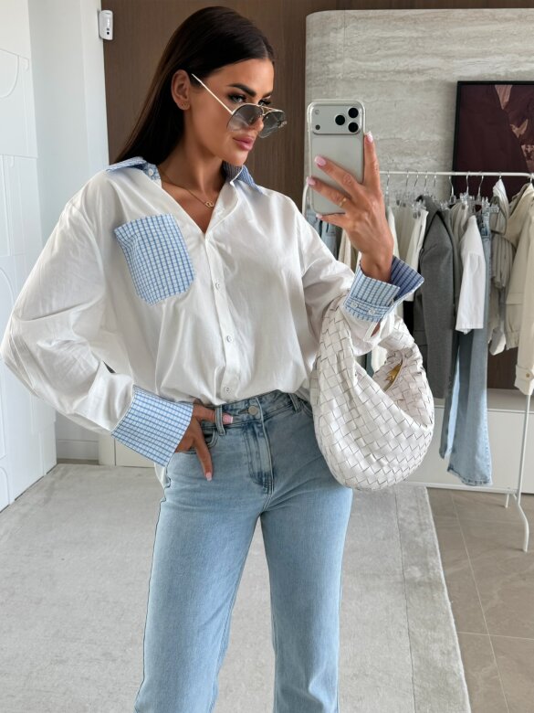 Koszula Quadretti biało-niebieska 