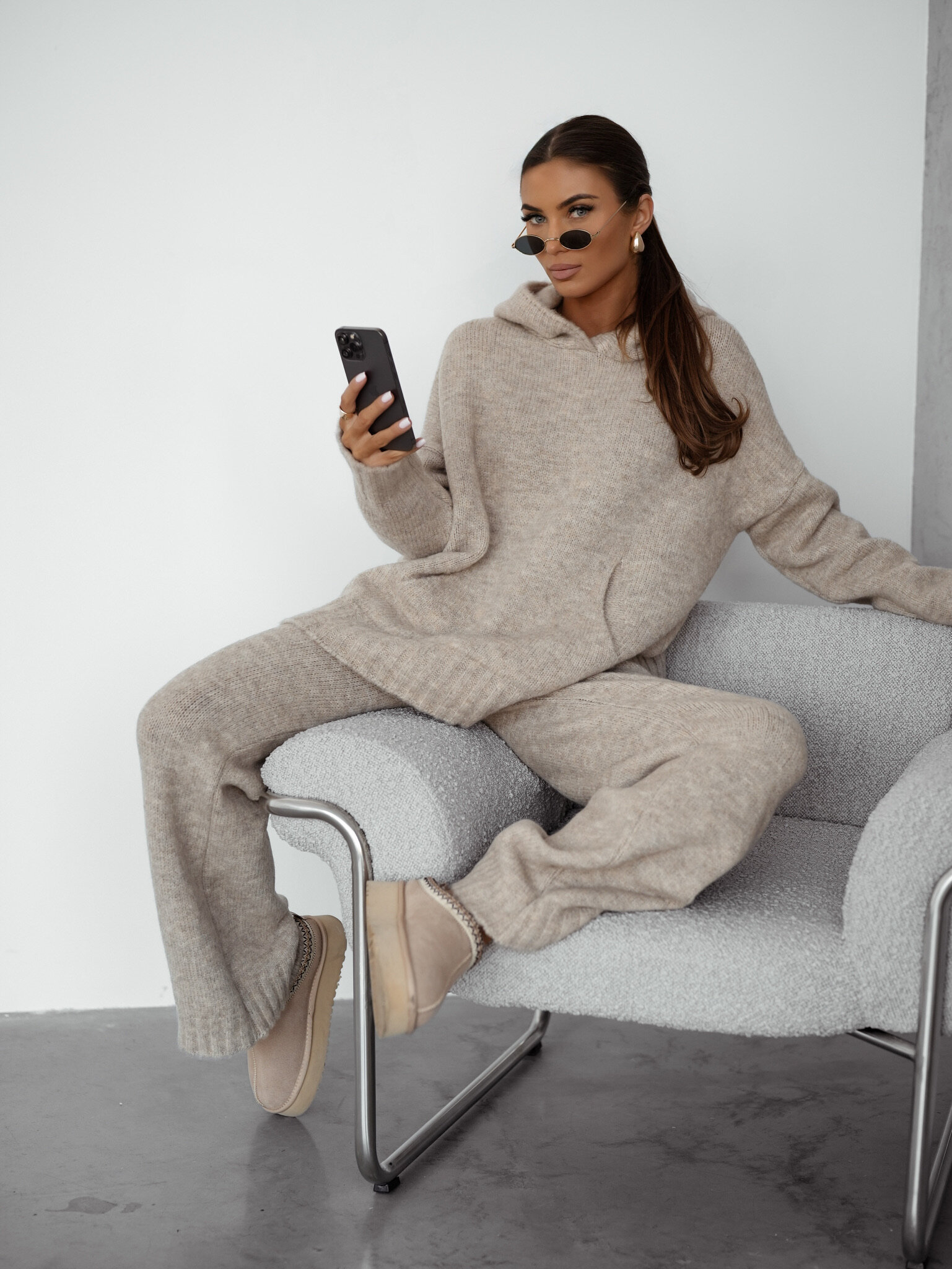 Bluza Rienna dzianinowa jasnobeżowa 