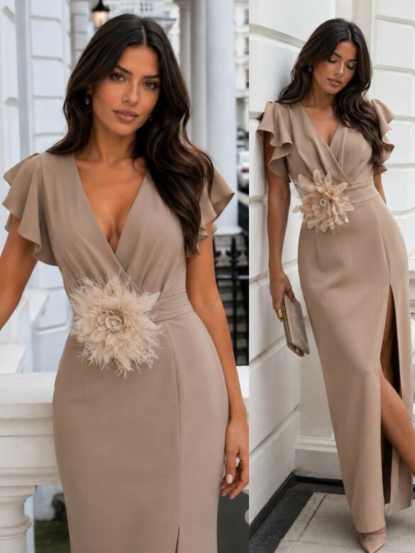 Dress Carinio maxi mocca 