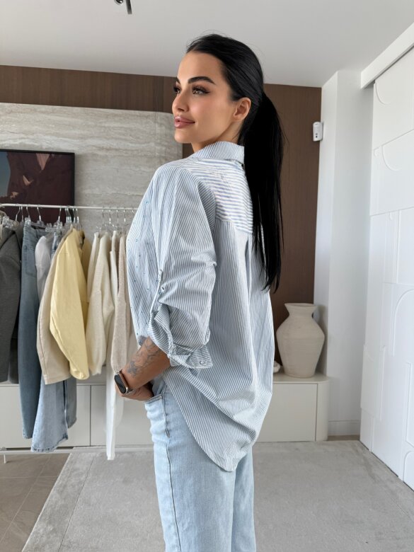 Koszula Righe w paski niebiesko-biała