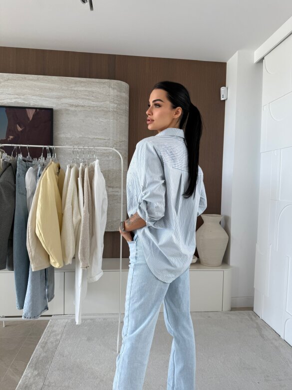 Koszula Righe w paski niebiesko-biała