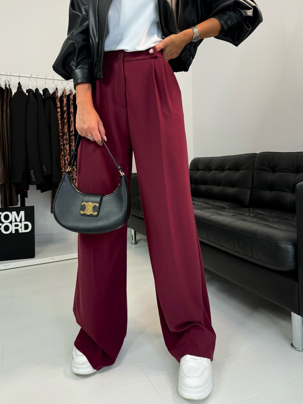 Spodnie Nathally elegant bordowe 7