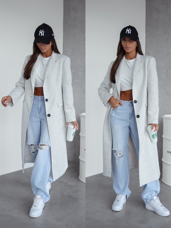 Płaszcz London long dresowy szary 