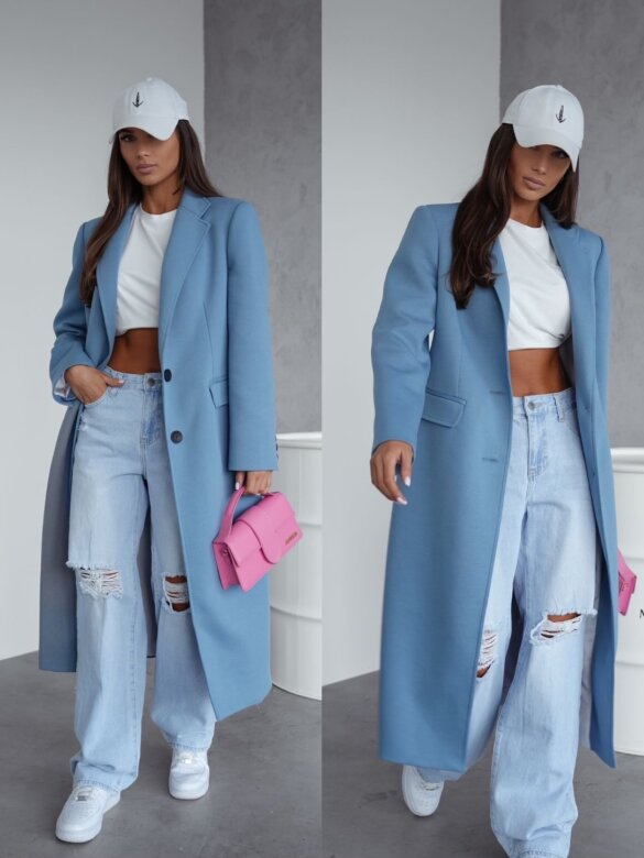 Płaszcz London long dresowy niebieski