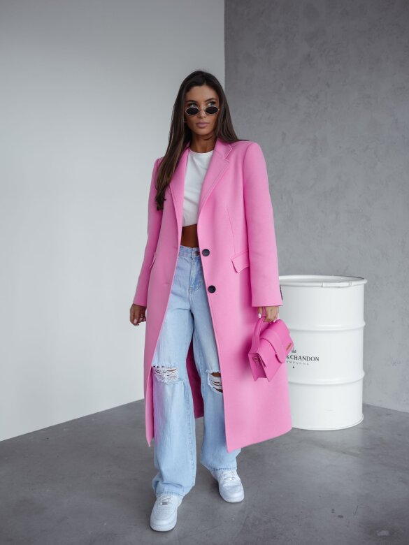 Płaszcz London long dresowy różowy 
