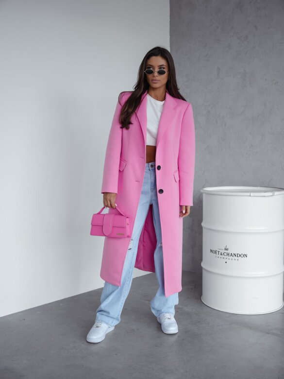 Płaszcz London long dresowy różowy 