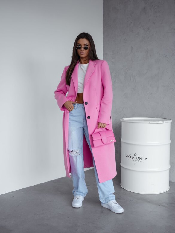Płaszcz London long dresowy różowy 