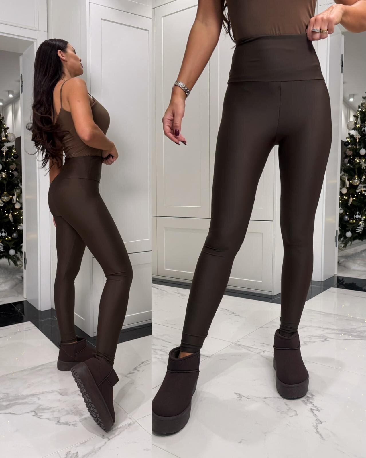 Legginsy Quality High Waist czekoladowe