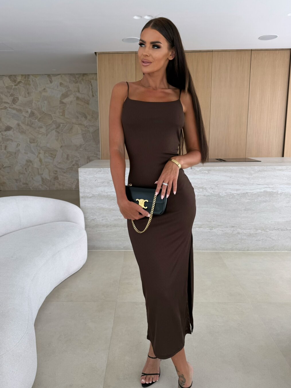 Sukienka Donna maxi czekoladowa 