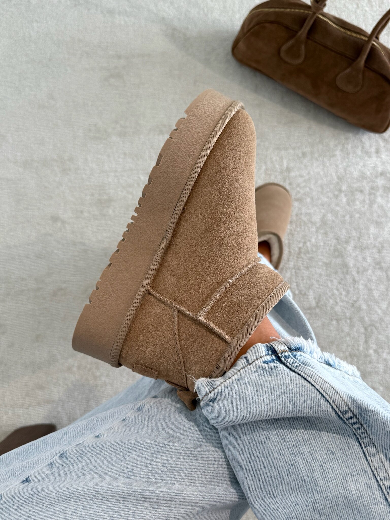 Botki Accardi na platformie skórzane latte 