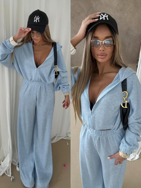 Komplet 2w1 Creft z wełną błękitny 